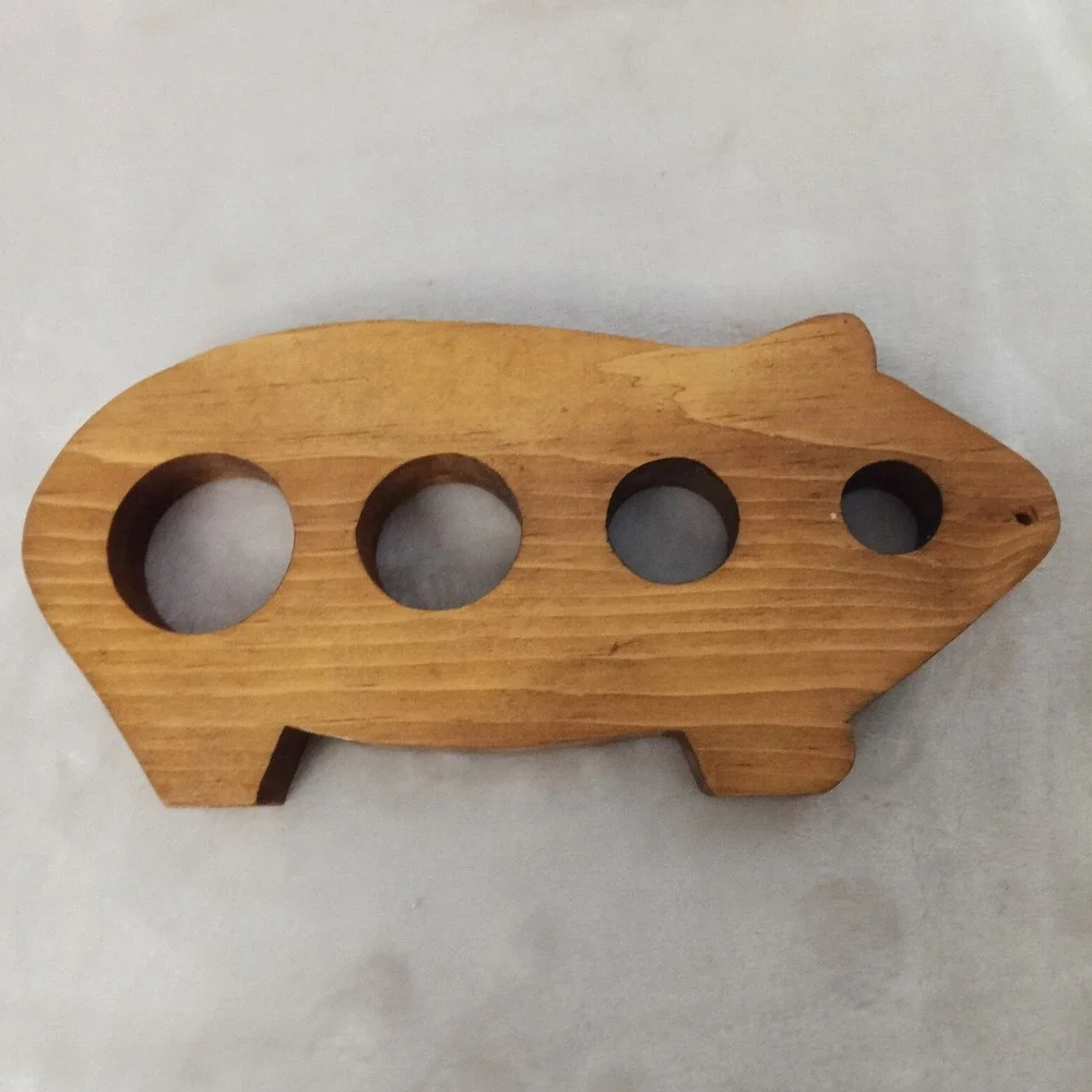 Vintage Wooden Pig Spaghetti Measurer Tool Pasta Portion Control Rustic Kitchen